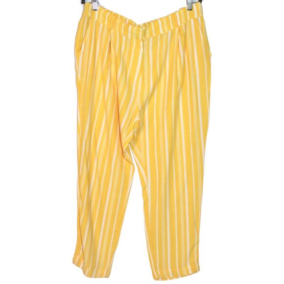KOTON Yellow Striped Tapered Trouser Pants XLarge - Picture 2 of 3